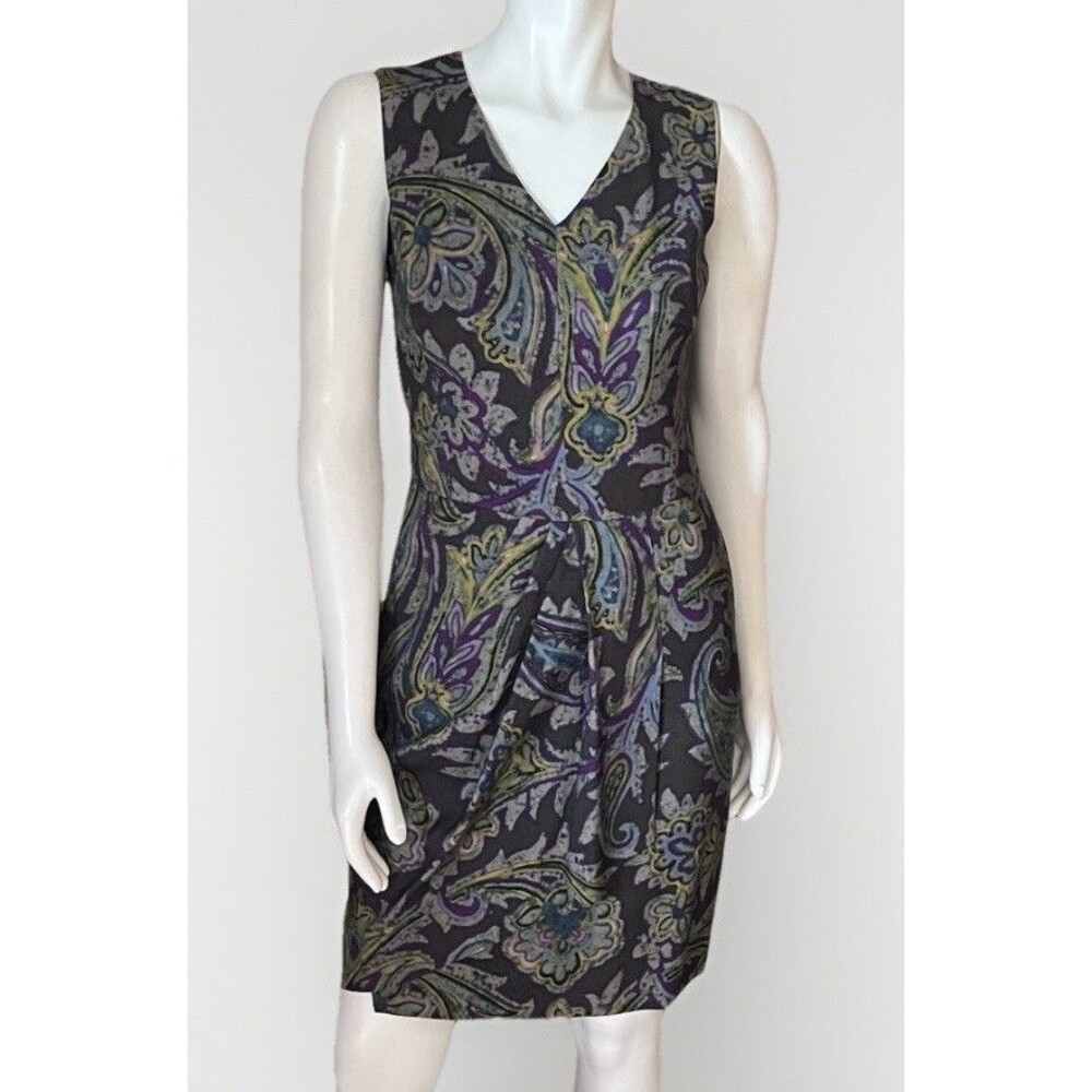 Etro Gray Multicolor Print Wool Dress Size 40
